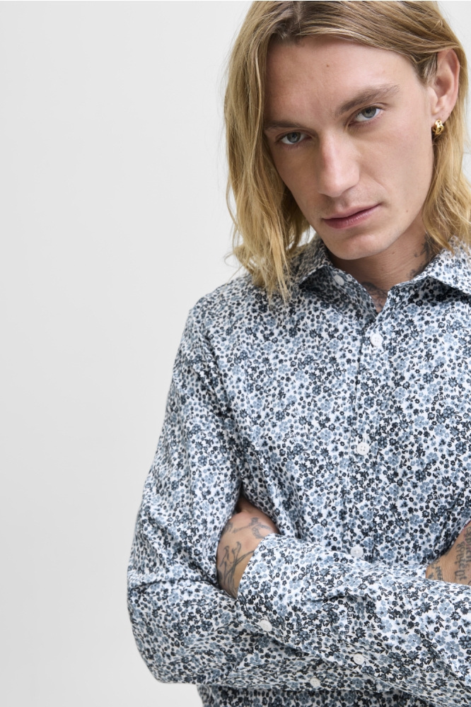 JPRBLABLACKPOOL STRETCH AOP LS SHIR 12284126 Goblin Blue
